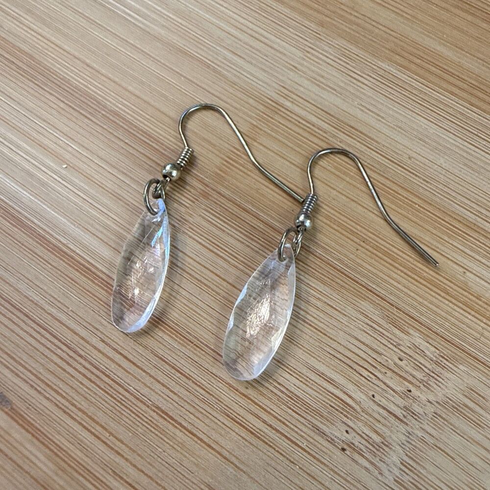 Dainty Clear Dangle Drop Earrings Unbranded Vintage Beaded